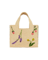 Beige Raffia Small Font Tote Bag | PDP | Antonia