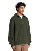 Green Wool Zip-Up Sweater | PDP | Antonia