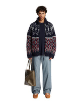 Blue Wool Zip-Up Cardigan | PDP | Antonia