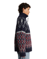 Blue Wool Zip-Up Cardigan | PDP | Antonia