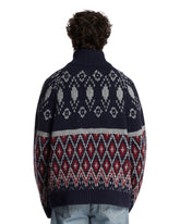 Blue Wool Zip-Up Cardigan | PDP | Antonia