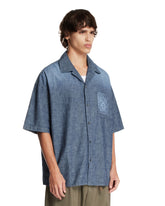 Blue Short-Sleeve Cotton Shirt | PDP | Antonia