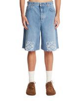 Blue Anagram Denim Bermuda Shorts | PDP | Antonia