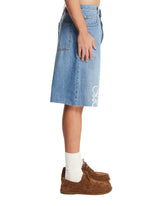 Blue Anagram Denim Bermuda Shorts | PDP | Antonia