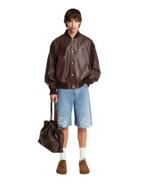 Brown Leather Bomber Jacket | PDP | Antonia