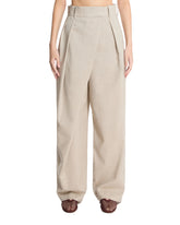 Beige Wool Wrap Pants | PDP | Antonia