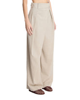 Beige Wool Wrap Pants | PDP | Antonia