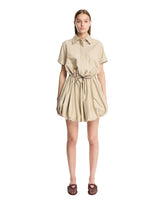 Beige Cotton Short-Sleeve Dress | PDP | Antonia
