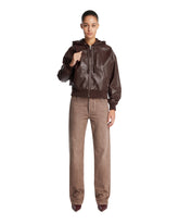 Brown Leather Flamenco Hoodie | PDP | Antonia