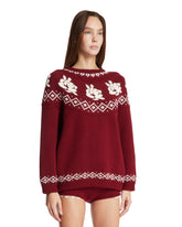 Burgundy Jacquard Wool Sweater | PDP | Antonia