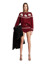 Burgundy Jacquard Wool Sweater | PDP | Antonia