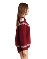 Burgundy Jacquard Wool Sweater | PDP | Antonia