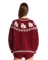 Burgundy Jacquard Wool Sweater | PDP | Antonia