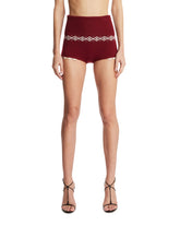 Burgundy Jacquard Wool Shorts | PDP | Antonia