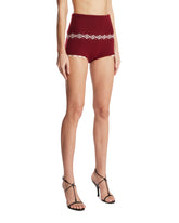 Burgundy Jacquard Wool Shorts | PDP | Antonia