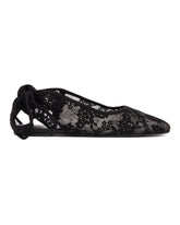 Black Lace-up Lace Ballerinas | PDP | Antonia