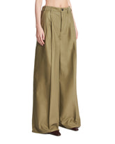 Green Wide-Leg Cotton Pants | PDP | Antonia
