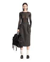 Gray Wool Midi Skirt | PDP | Antonia