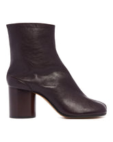 Plum Leather Tabi Ankle Boots | PDP | Antonia