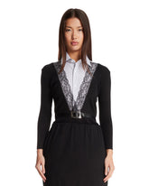 Black and Blue Striped Shirt-Cardigan with Belt | PDP | Antonia