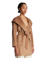 Beige Camel Wrap Coat | PDP | Antonia