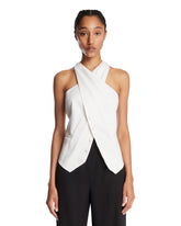White Wool and Satin Gilet - Women's vests | PLP | Antonia