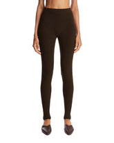 Brown Wool and Cashmere Yarn Leggings | PDP | Antonia