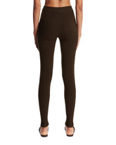 Brown Wool and Cashmere Yarn Leggings | PDP | Antonia