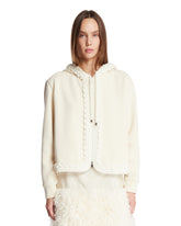 White Hoodie with Cable-Knit Detail | PDP | Antonia