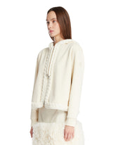 White Hoodie with Cable-Knit Detail | PDP | Antonia