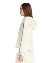 White Hoodie with Cable-Knit Detail | PDP | Antonia