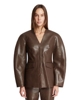 Brown Structured Faux Leather Jacket | PDP | Antonia