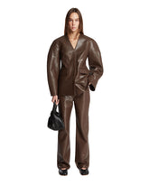 Brown Structured Faux Leather Jacket | PDP | Antonia