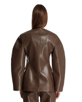 Brown Structured Faux Leather Jacket | PDP | Antonia