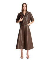 Brown Faux Leather Skirt | PDP | Antonia