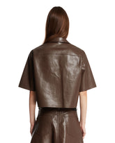 Brown Faux Leather Bowling Shirt | PDP | Antonia