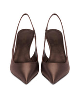 Brown Lidia 70 Satin Slingbacks | PDP | Antonia