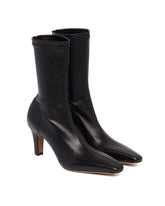Black Leather Slip-on Ankle Boots | PDP | Antonia
