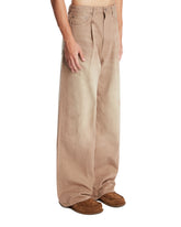 Beige Washed Denim Wide Jeans | PDP | Antonia