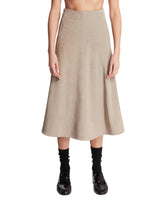 Beige Leather Midi Skirt | PDP | Antonia