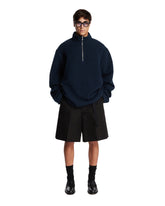 Blue Wool Zip Sweater | PDP | Antonia