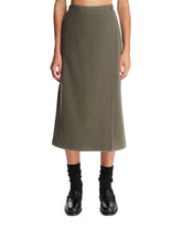 Green Wool Midi Wrap Skirt | PDP | Antonia