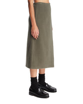 Green Wool Midi Wrap Skirt | PDP | Antonia