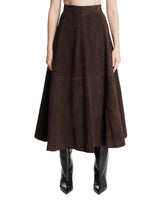 Brown Suede Midi Skirt | PDP | Antonia