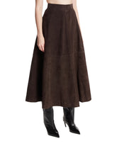 Brown Suede Midi Skirt | PDP | Antonia