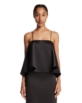 Black Satin Peplum Top | PDP | Antonia