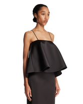 Black Satin Peplum Top | PDP | Antonia