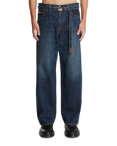 Blue Wide-Leg Jeans with Belt | PDP | Antonia