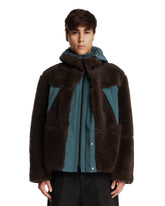 Brown and Blue Multimaterial Jacket | PDP | Antonia