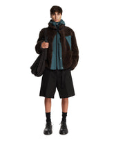 Brown and Blue Multimaterial Jacket | PDP | Antonia